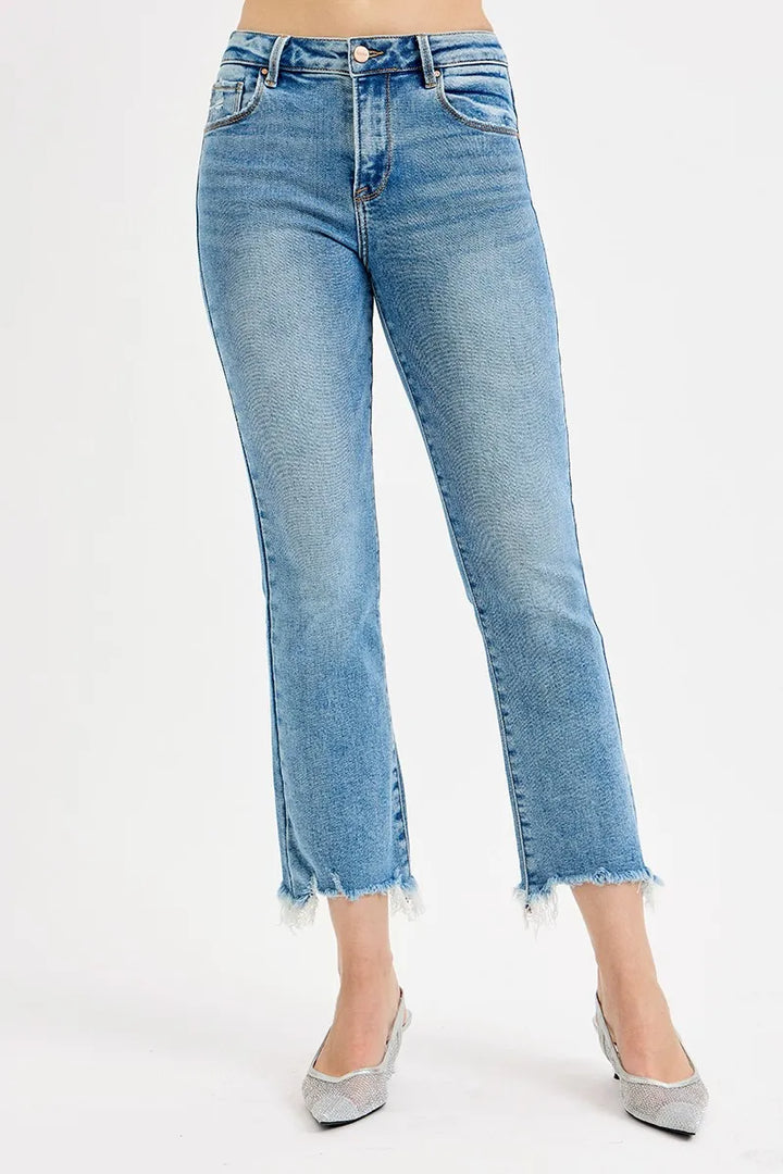 RISEN Full Size High Rise Crop Straight Slim Jeans Plus Size Jeans