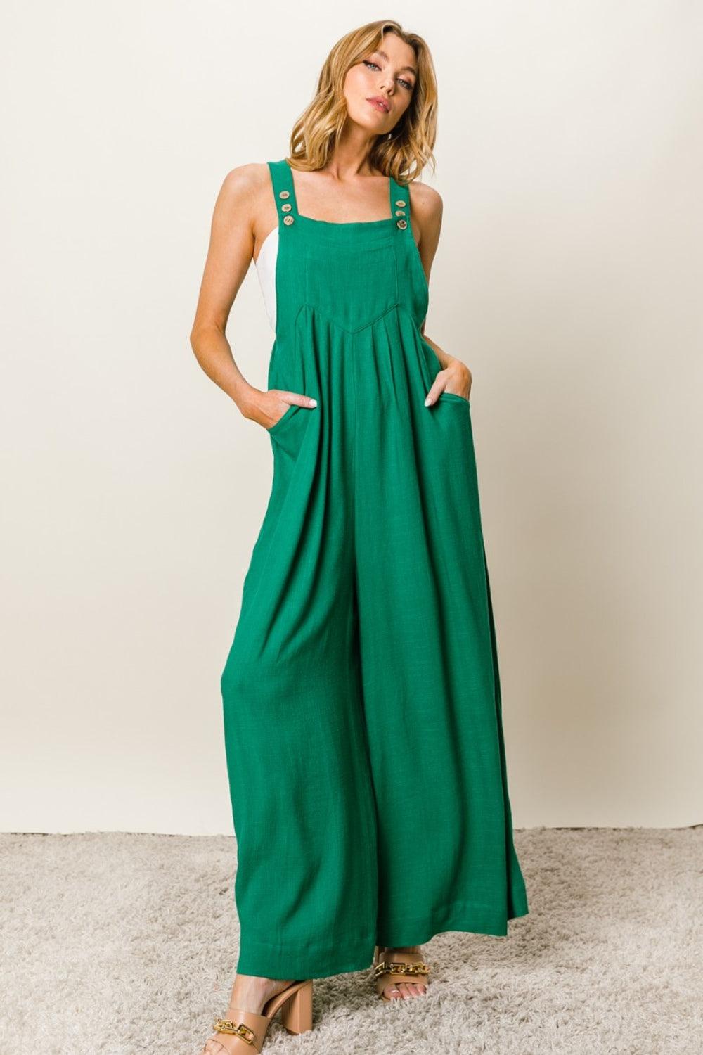 BiBi Texture Sleeveless Wide Leg Jumpsuit Jumpsuits