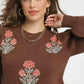 Umgee Floral Knit Sweater with Puff Sleeves - DAVERRI FASHIONS