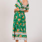 SAGE + FIG Printed Smocked Short Sleeve Midi Dress Mid Dresses