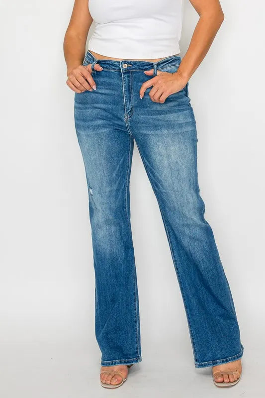 bytos Full Size Distressed High Rise Jeans with Pockets | Jeans Daverri Fashions