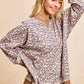 BiBi Leopard Printed French Terry Sweatshirt with ruffled sleeves