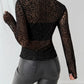 Leopard Print Mesh Long Sleeve T-Shirt - DAVERRI FASHIONS