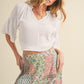 Aemi + Co Side Slit Notched Ruffled Half Sleeve Blouse Blouses