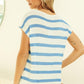 BiBi Striped Round Neck Short Sleeve Knit Top Tops