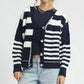 Umgee Cable-Knit Stripe Button-Up Cardigan - DAVERRI FASHIONS