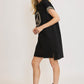 Umgee Peace Plaid Applique Short Sleeve Mini Dress