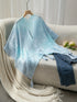 Daverri openwork tassel gradient knit cover up poncho in light blue