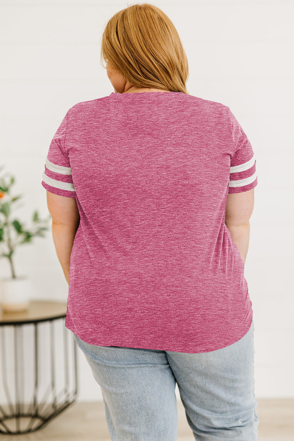 Plus Size Striped V-Neck Tee Shirt | T-Shirts Daverri Fashions