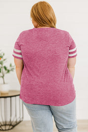 Plus Size Striped V-Neck Tee Shirt | T-Shirts Daverri Fashions