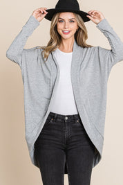 BOMBOM Open Front Long Sleeve Cocoon Cardigan | Daverri Fashions