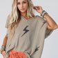 Lightning V-Neck Short Sleeve Knit Top - DAVERRI FASHIONS