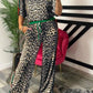 Leopard Round Neck Top and Pants Two-Piece Set - DAVERRI FASHIONS