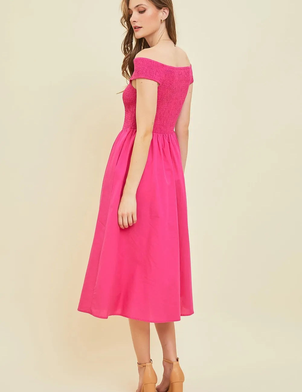 HEYSON Off-Shoulder Smocked Midi Dress | Midi Dresses Daverri Fashions