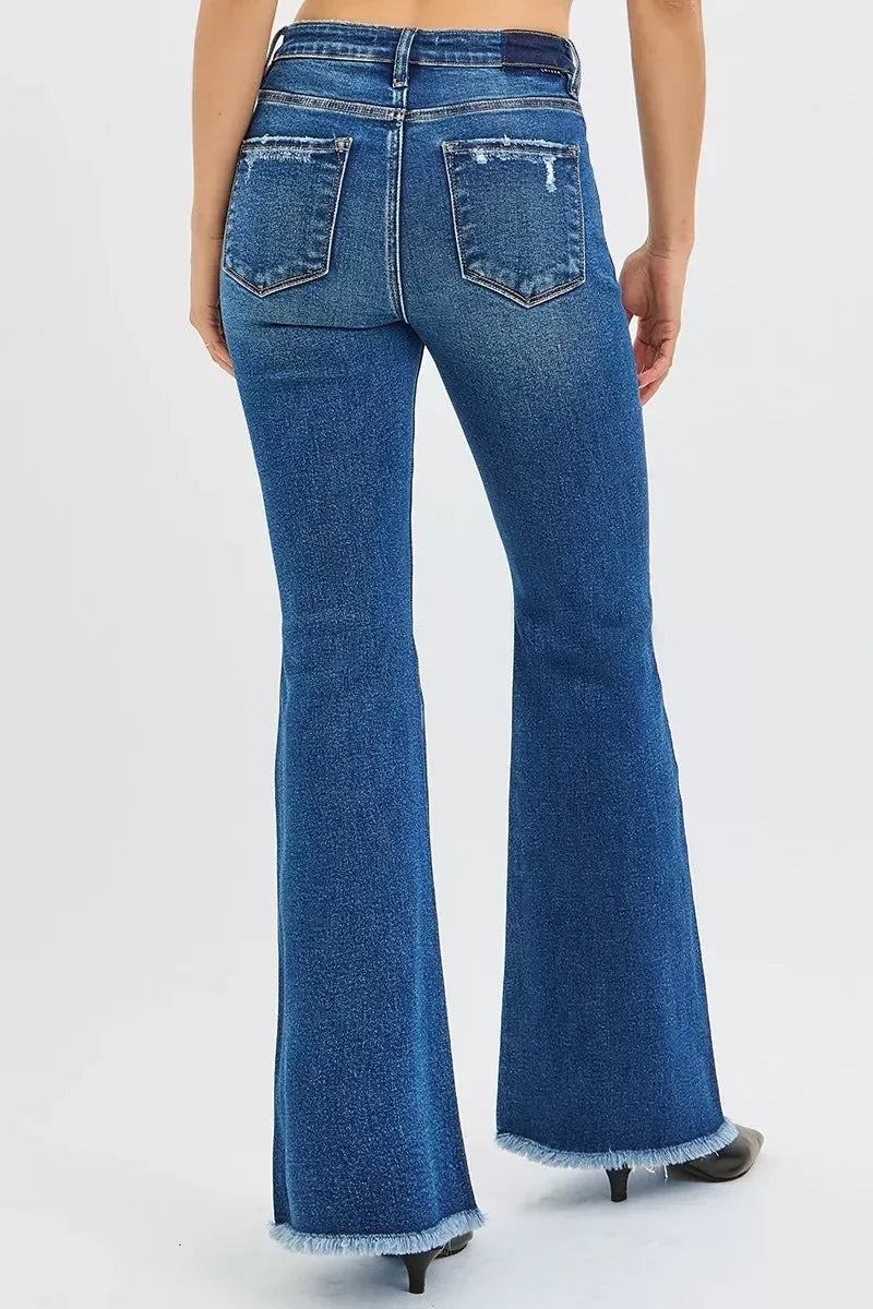 RISEN High Rise Flare Jeans - DAVERRI FASHIONS
