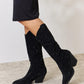 Forever Link Rhinestone Knee High Cowboy Boots Black