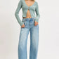 RISEN Mid Rise Wide Barrel Transferable Leg Snap Jeans - DAVERRI FASHIONS