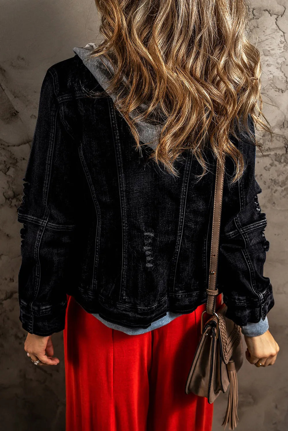 Faux Two-Piece Hooded Zip-Up Denim Jacket | Denim Jackets Daverri Fashions