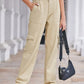 Daverri high-waisted cargo jeans in beige with pockets and relaxed fit