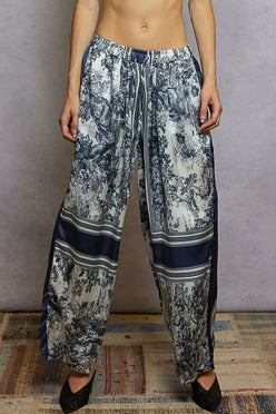 POL Floral Printed Woven Wide Leg Drawstring Pants - DAVERRI FASHIONS