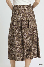 Umgee Drawstring Leopard Midi Skirt | Daverri Fashions