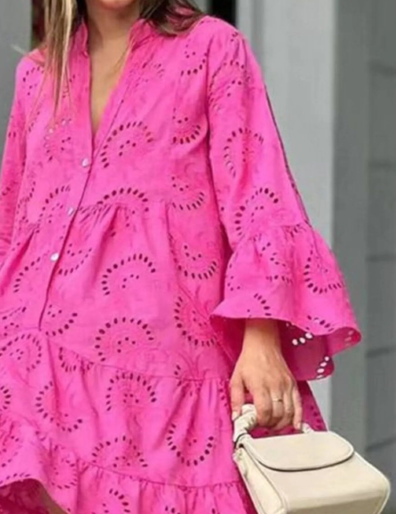 Full Size Eyelet Ruffled Hem Tiered Dress Plus Size | Mini Dresses Daverri Fashions