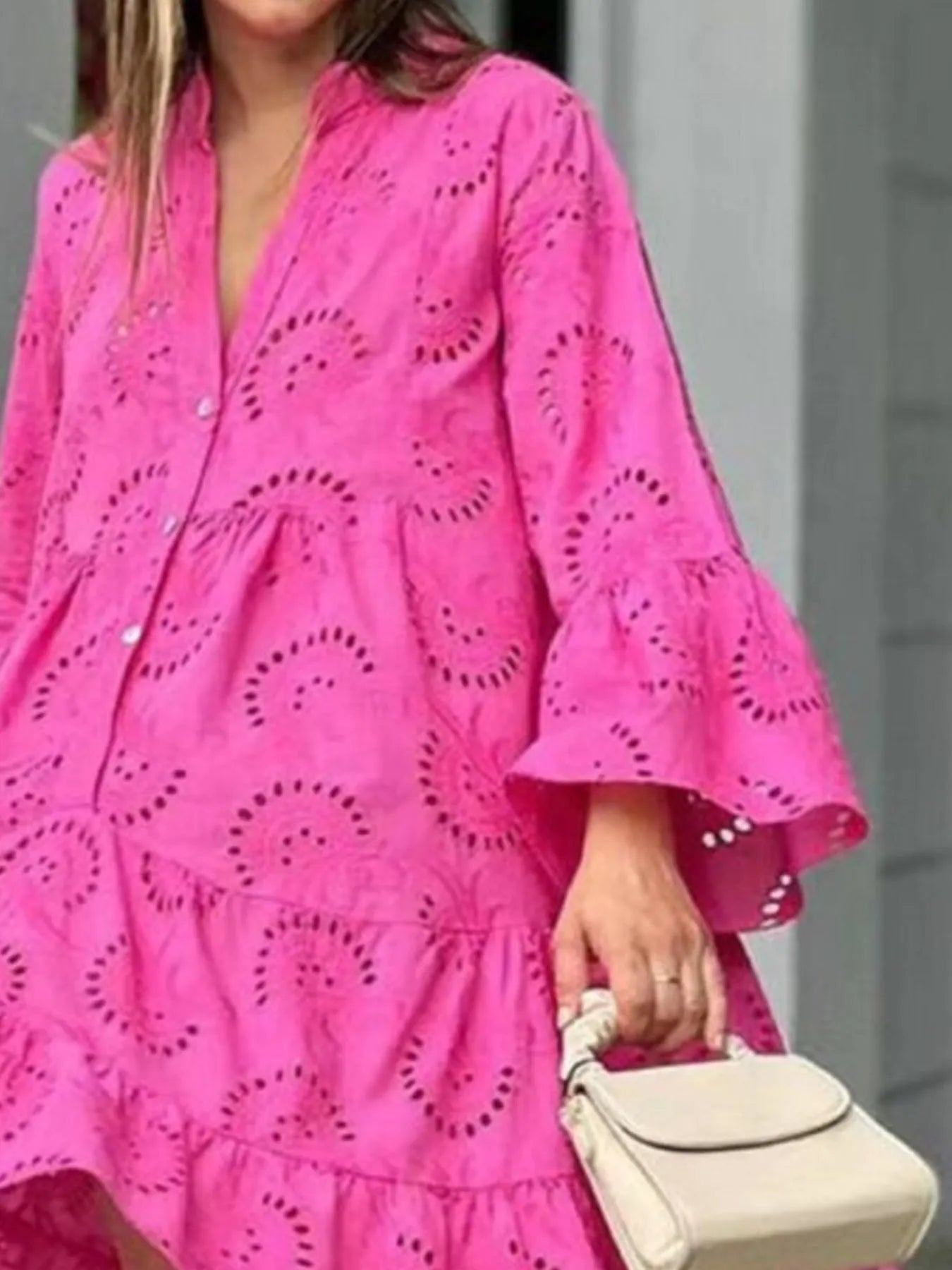 Full Size Eyelet Ruffled Hem Tiered Dress Plus Size | Mini Dresses Daverri Fashions