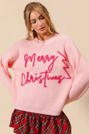 SO ME Merry Christmas Tinsel Lettering Sweater | Sweaters Daverri Fashions