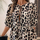 Tied Leopard Round Neck Half Sleeve Blouse - DAVERRI FASHIONS