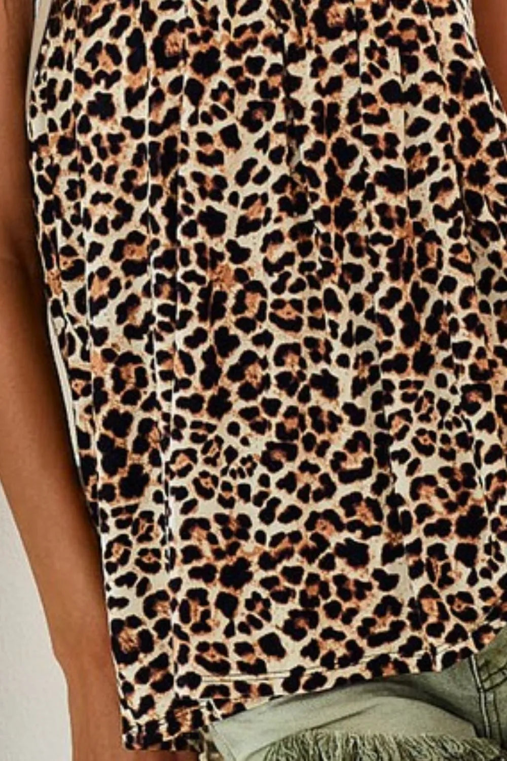 BiBi Leopard Printed Jersey Knit Gathering Cami Top Cami Tops
