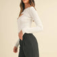 MABLE Cut Out Long Sleeve Ribbed Knit Top