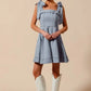 SO ME A Line Fit and Flare Diamond Bow Ribbon Denim Dres Mini Dresses
