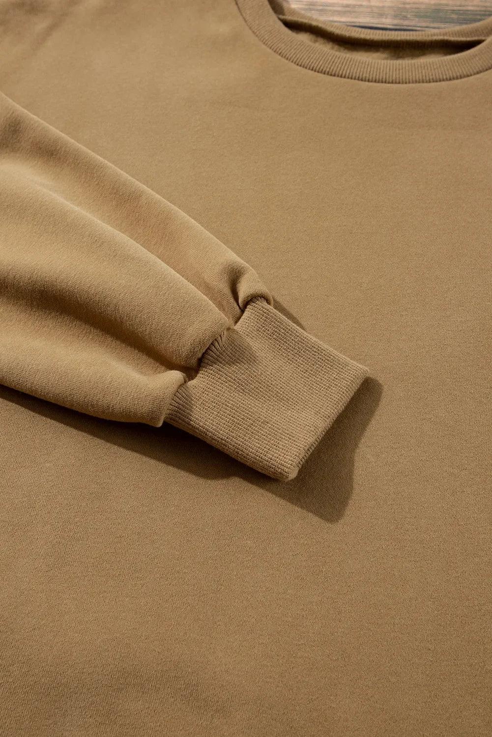 Round Neck Long Sleeve Sweatshirt - DAVERRI FASHIONS