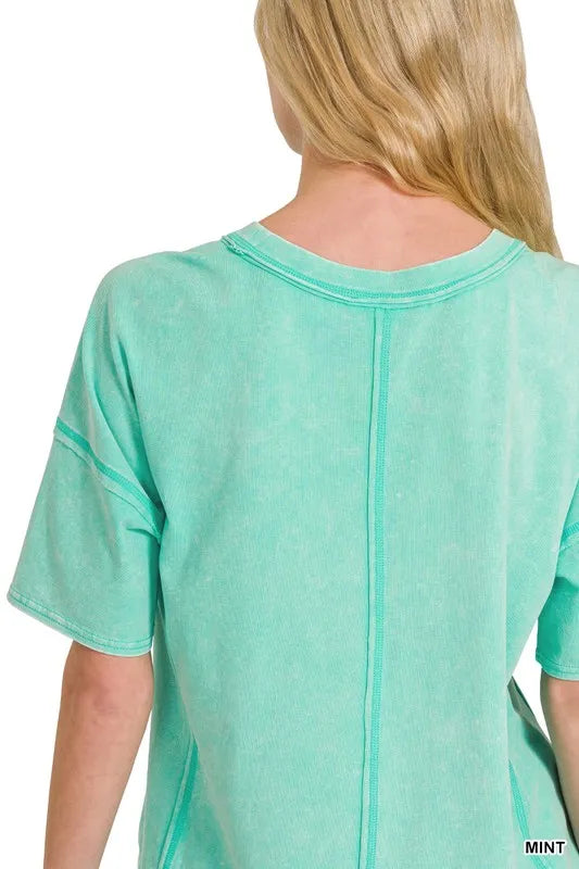 Zenana Acid Washed Short Sleeve Tee & Shorts Set Outfit Sets