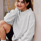 Mock neck dropped shoulder heather gray oversized sweatshirt