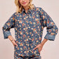 BiBi Washed Floral Print Denim Jacket Shackets
