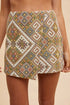 Annie Wear Ethic Woven Jacquard Wrap Mini Skirt YELLOW GREEN MULTI Skirts