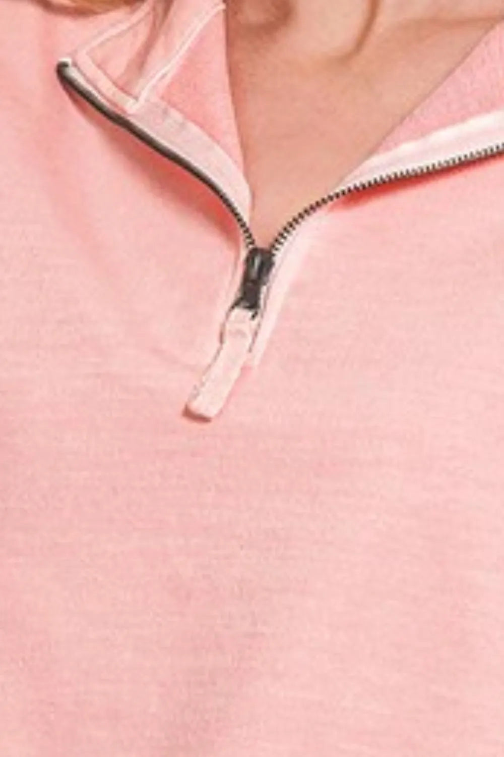 Zenana F/terry Pigment Dye & Enzyme Washing Half Zip Top Tops