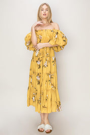 HYFVE Floral Puff Sleeve Tiered Dress Maxi Dresses