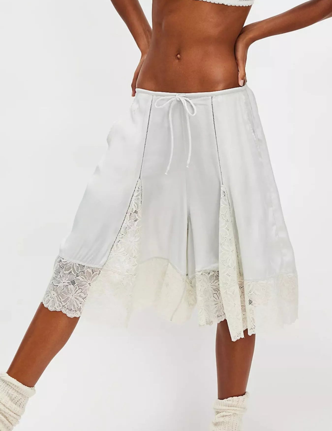 Lace Detail Shorts | Shorts Daverri Fashions