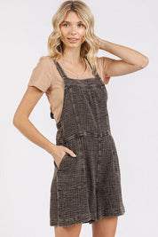 Mittoshop Textured Knotted Wide Strap Overalls Black Shortalls