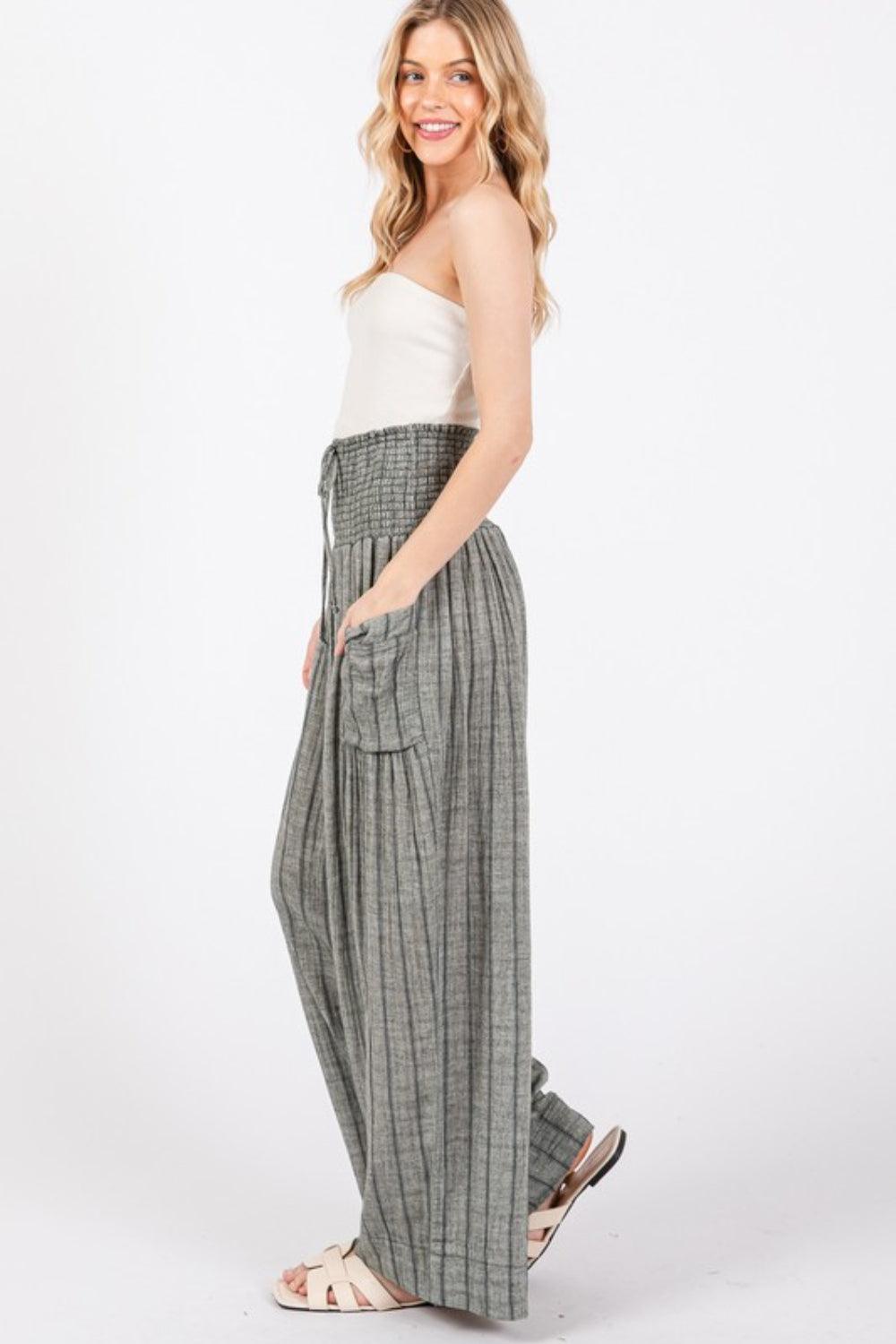 SAGE + FIG Cotton Gauze Wash Stripe Pants Pants