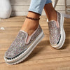 Rhinestone Round Toe Platform Loafers - DAVERRI FASHIONS