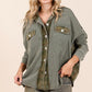 Mittoshop Mineral Washed Plaid Button Down Shacket Tops