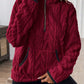 Cozy maroon Daverri Fashions plus size fleece half-zip pullover sweatshirt