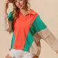 BiBi Colorblock Exposed Seam French Terry Sweatshirt - DAVERRI FASHIONS