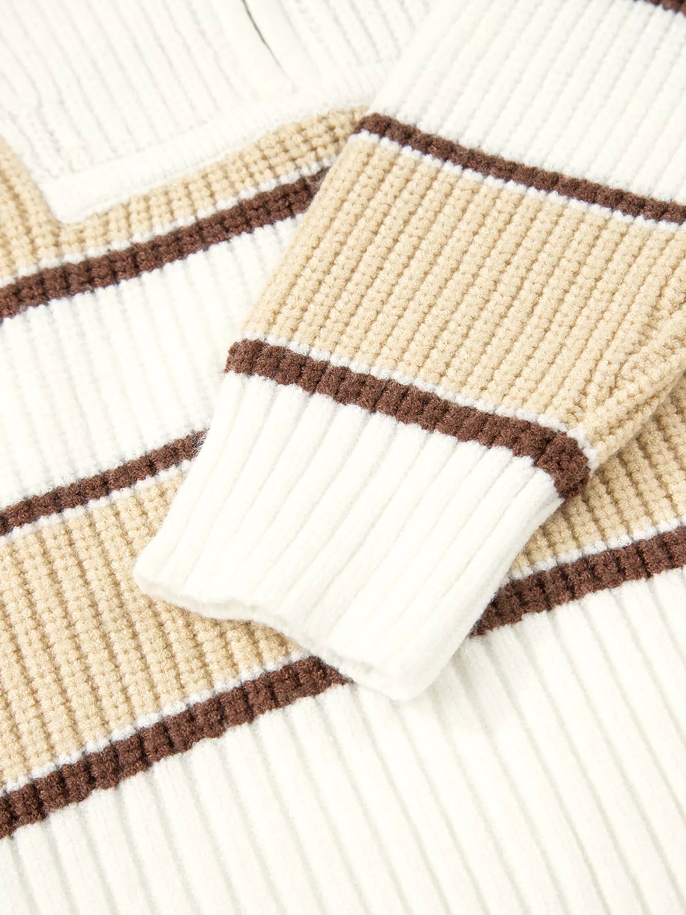 Stripe Half Zip Drop Shoulder Sweater | Sweaters Daverri Fashions