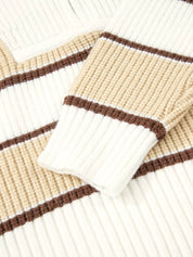 Stripe Half Zip Drop Shoulder Sweater | Sweaters Daverri Fashions