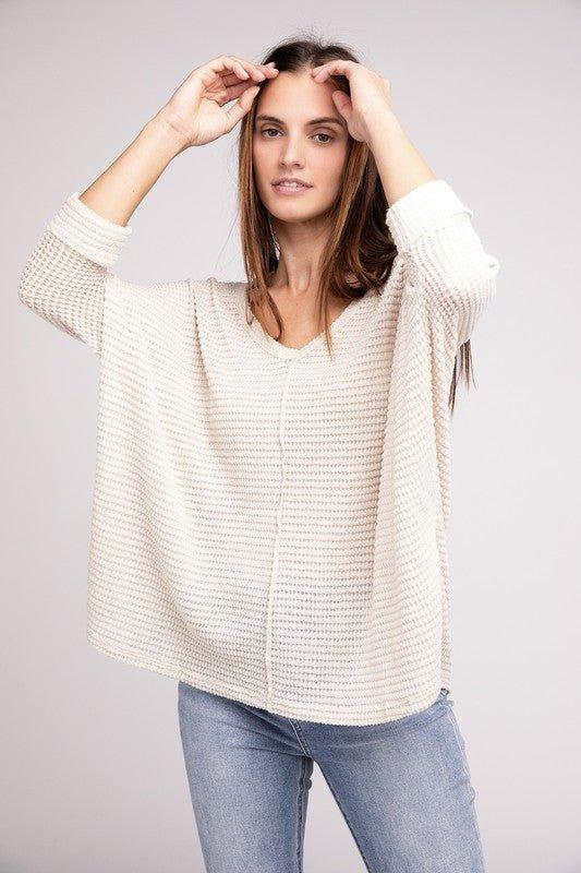 Zenana 3/4 Sleeve Hi-Low Top Shirts & Tops