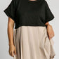 Umgee Full Size Round Neck Pleated Dress with Side Pockets Mini Dresses